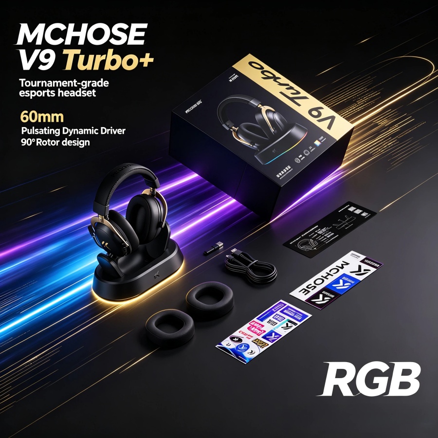 Esports Gaming Competition - 새로운 헤드셋 MCHOSE V9 Turbo+ 무선